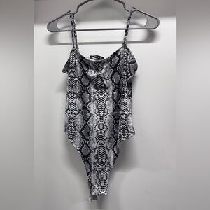 SHEIN Monochrome Snake Print Bodysuit